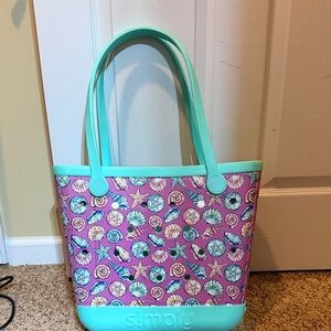 Pink and Aqua Seashell Tote Bag